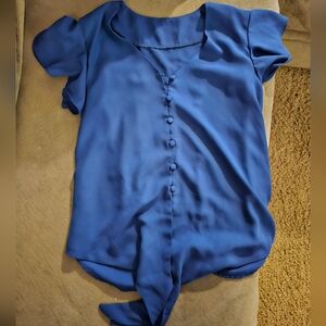 Blue Button-Down Blouse